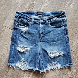 Judy Blue Ripped Blue Denim Shorts